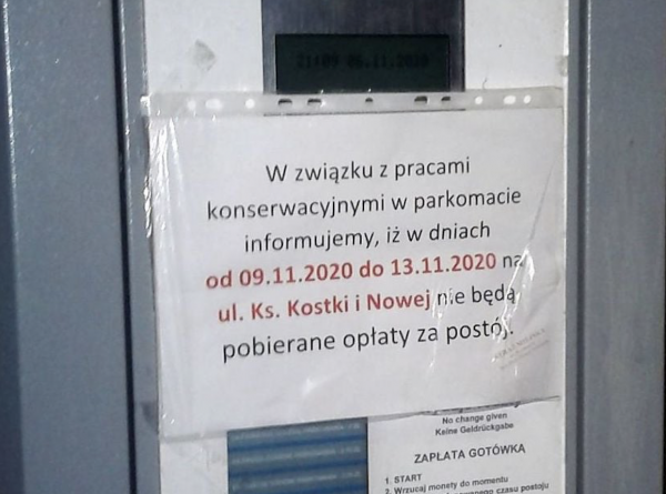 Cześć parkomatów została czasowo wyłączona