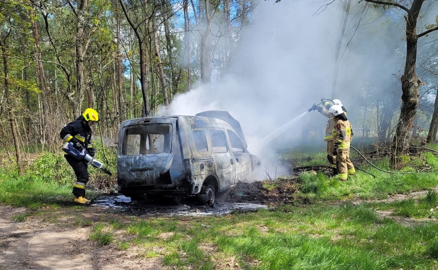 Nowe Strącze: Samochód zaparkowany w lesie spłonął doszczętnie (FOTO)