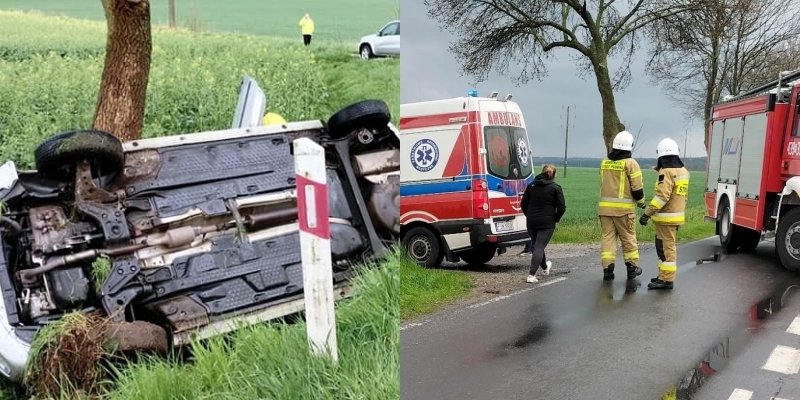 28-letni kierowca Skody Fabii dachował na drodze Sława-Stare Strącze (FOTO)