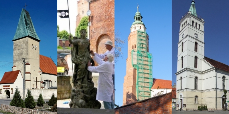 Wschowska fara i fontanna miejska oraz kościoły w Sławie i Konradowie