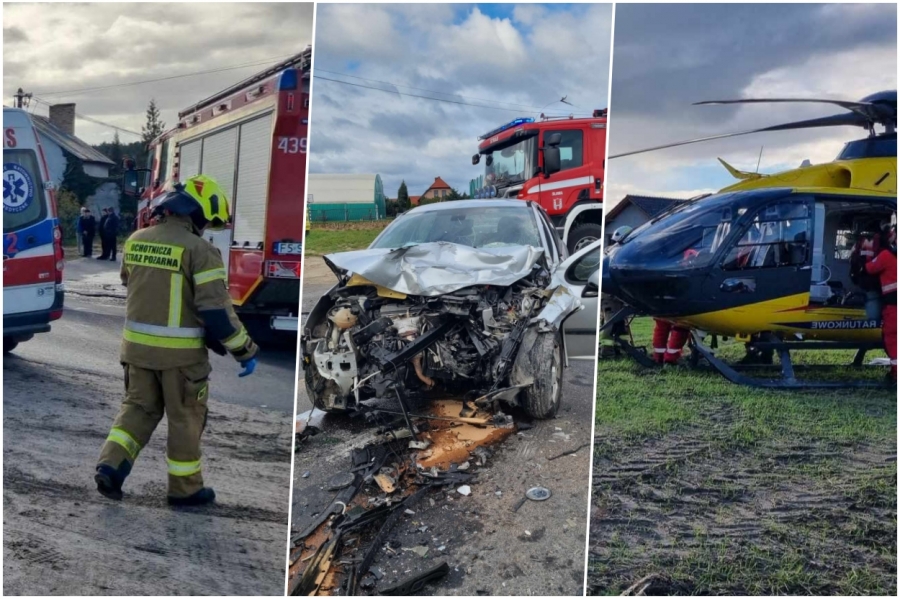 Na trasie Sława-Stare Strącze doszło do wypadku. Kierowcy fiata i peugeota trafili do szpitala (FOTO)