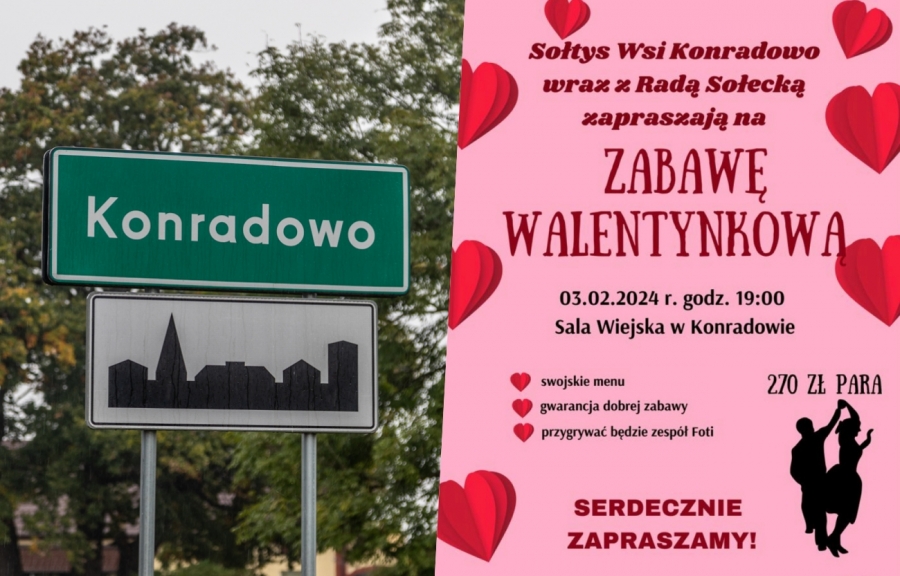 Walentynkowa zabawa w Konradowie. Zaprasza Sołtys i Rada Sołecka