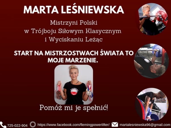 Marta Leśniewska zakwalifikowała się na Mistrzostwa Świata w Szwecji. Potrzebuje wsparcia w uzbieraniu potrzebnych środków